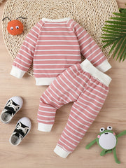 Toddler Striped Long Sleeve Pullover Tops & Pants Set