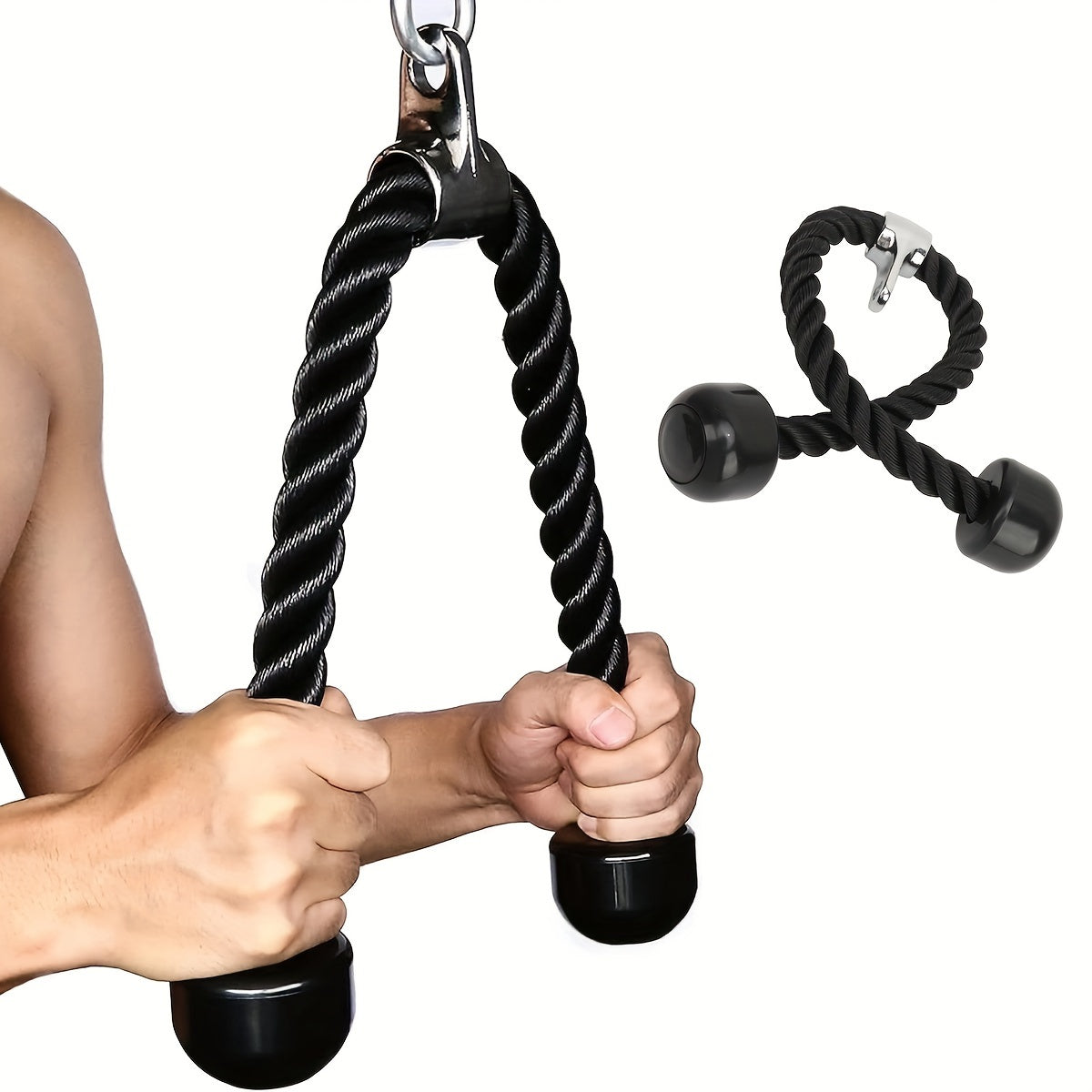 Double-headed Biceps Training Rope Pull Down Handle