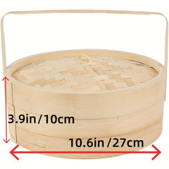 Bamboo Steamer Basket With Lid - Reusable for Home & Restaurant