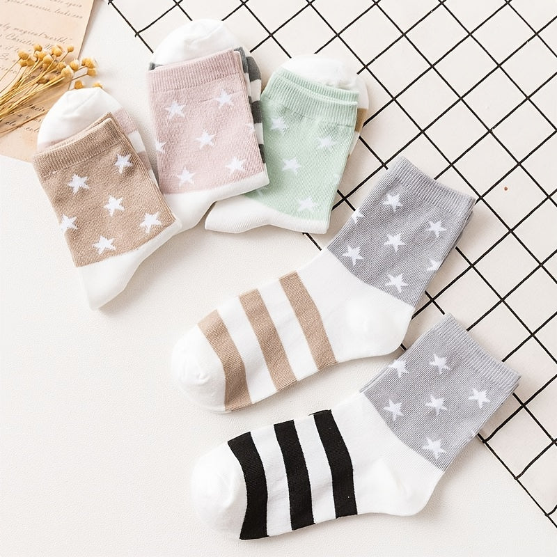 5 Pairs Striped Sports Socks Women's Stockings & Hosiery