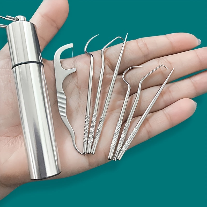 Portable Dental Care Kit 304 Stainless Steel Toothpick Floss