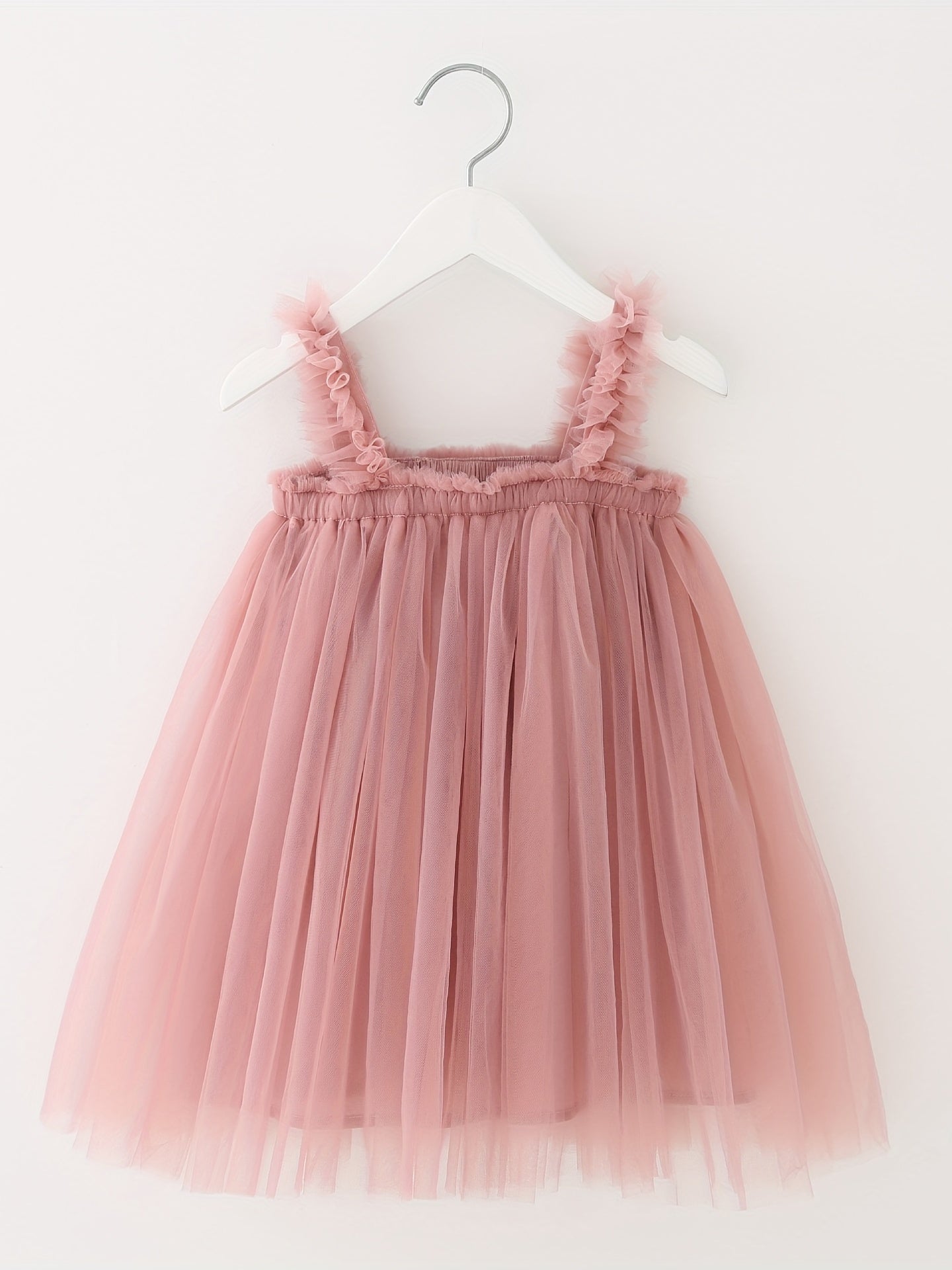 Toddler Girls Sequin Stars Moon Frill Trim Shirred Rainbow Princess Cami Dress