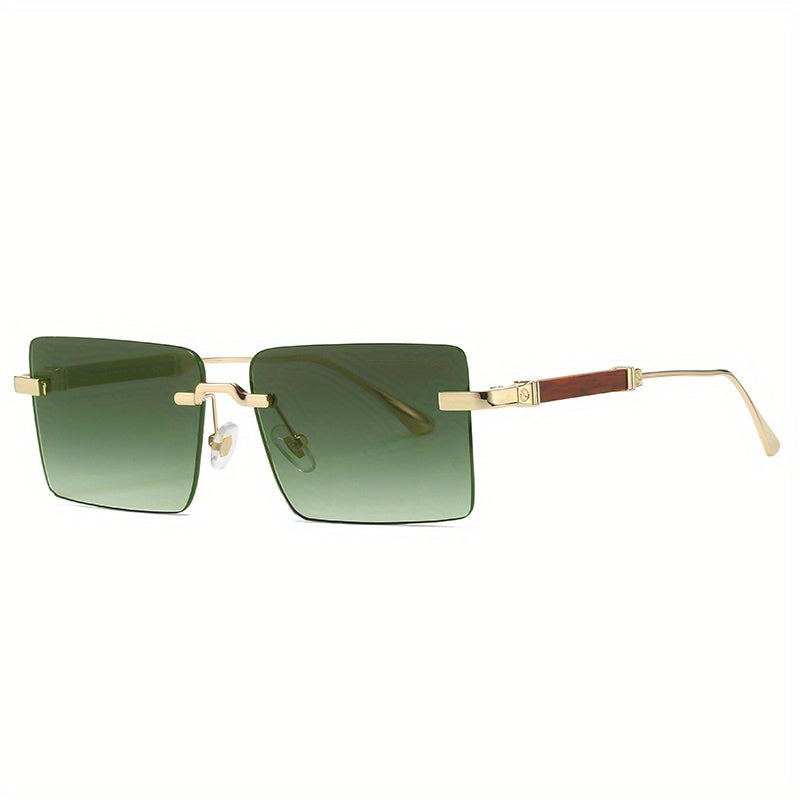 Rectangle Rimless Sunglasses Retro Gradient UV400 Sun Shades