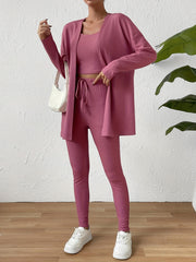 Three Piece Cardigan, Cami Top & Pants Set