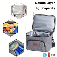 Insulated Lunch Box Leakproof Thermal Cooler Bag Double Deck Tot