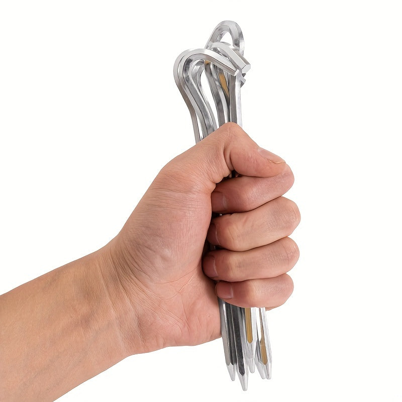 12pcs Aluminum Alloy Hexagonal Ground Nails Wind Rope Ground Nails