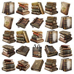 50pcs Vintage Book Waterproof Journal Stickers Books And Teapots
