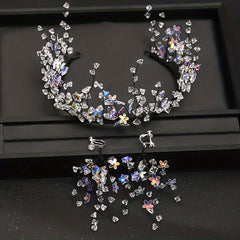 Bridal Crystal Crown Headband Earrings Set Wedding Jewelry Accessories