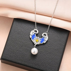 Heart Pendant Necklace Wings Flower Anniversary Gift Couple Necklace