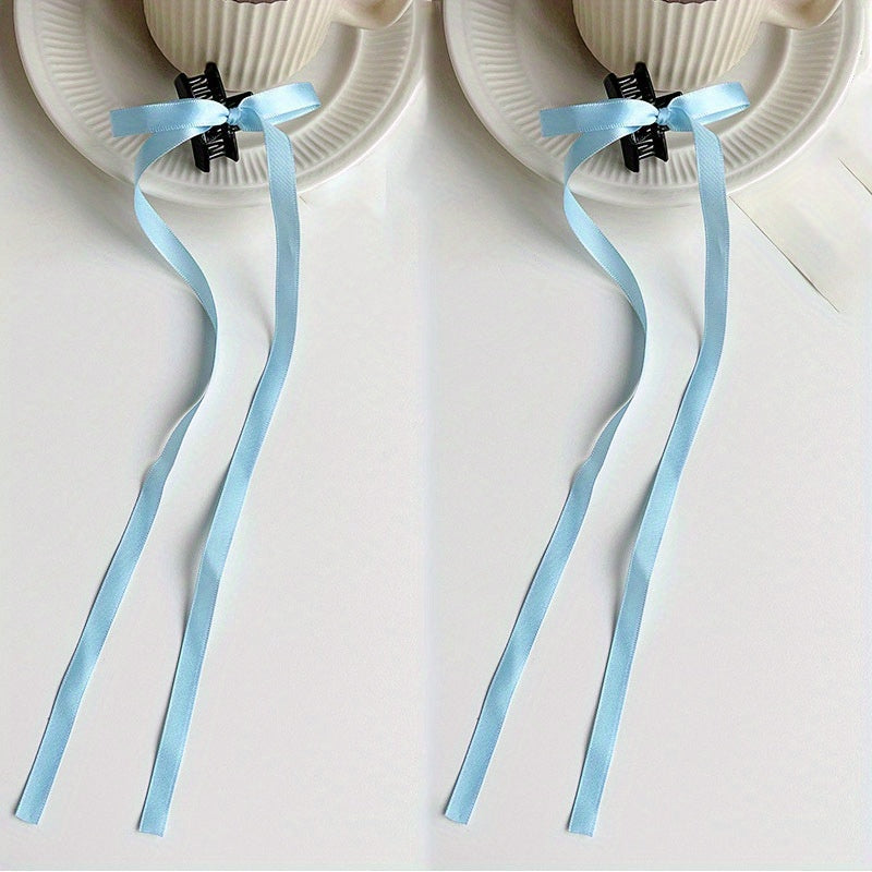 2pcs Braided Hair Ribbon Bow Hair Clip Streamer Hair Card