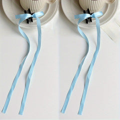 2pcs Braided Hair Ribbon Bow Hair Clip Streamer Hair Card