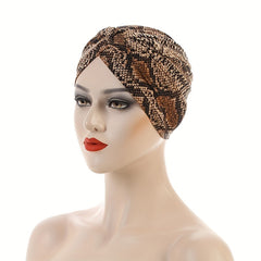 Snakeskin Print Turban Cap Lightweight Head Wrap