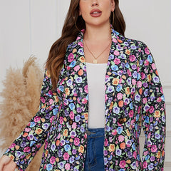  Floral Print Long Sleeve Blazer