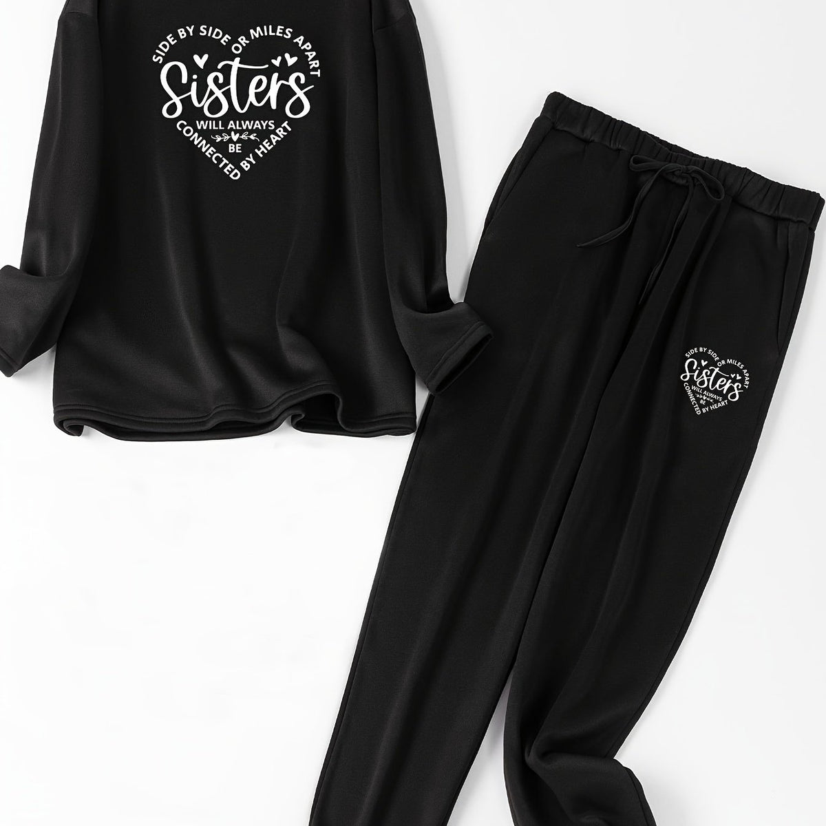  Heart Print Lounge Set Top & Joggers Pajamas