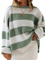  Colorblock Eyelet Embroidered Sweater