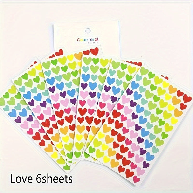 18 Sheets Small Stars Love Heart Round Sticker Labels