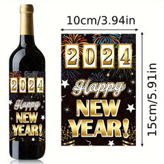 8pcs Happy Year Bottle Sticker Party Decoration