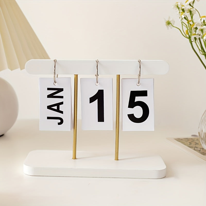 Modern Wooden Page Flip Desk Calendar Office Desktop Decoration