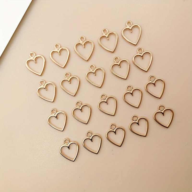 20pcs KC Golden Heart Charms Pendants DIY Jewelry Making Accessories