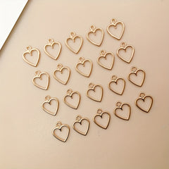 20pcs KC Golden Heart Charms Pendants DIY Jewelry Making Accessories