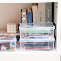 6pcs Plastic Covered Storage Box Stackable Organizer Cosmetics Toys Handicra