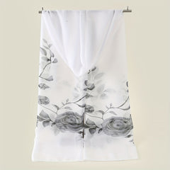 Rose Flower Print Chiffon Shawl Scarf for Beach Vacation