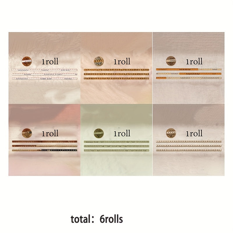 6 Pack Artistic Washi Tapes - Back to School Craft Collection