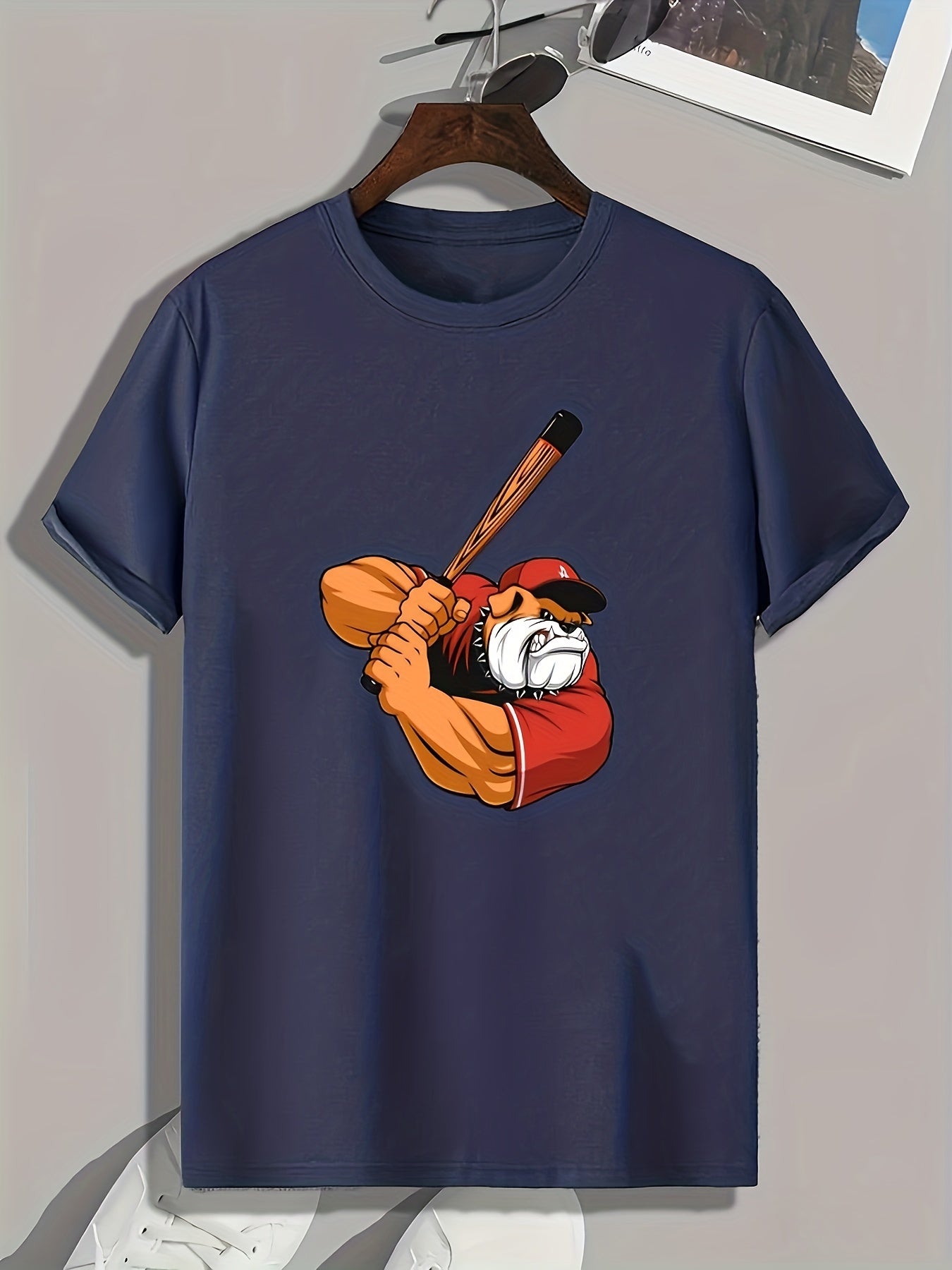 Dog Playing Baseball Pattern Print Men's Sports T-shirt