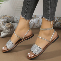 Glitter Slide Sandals Casual Flat Summer Shoes