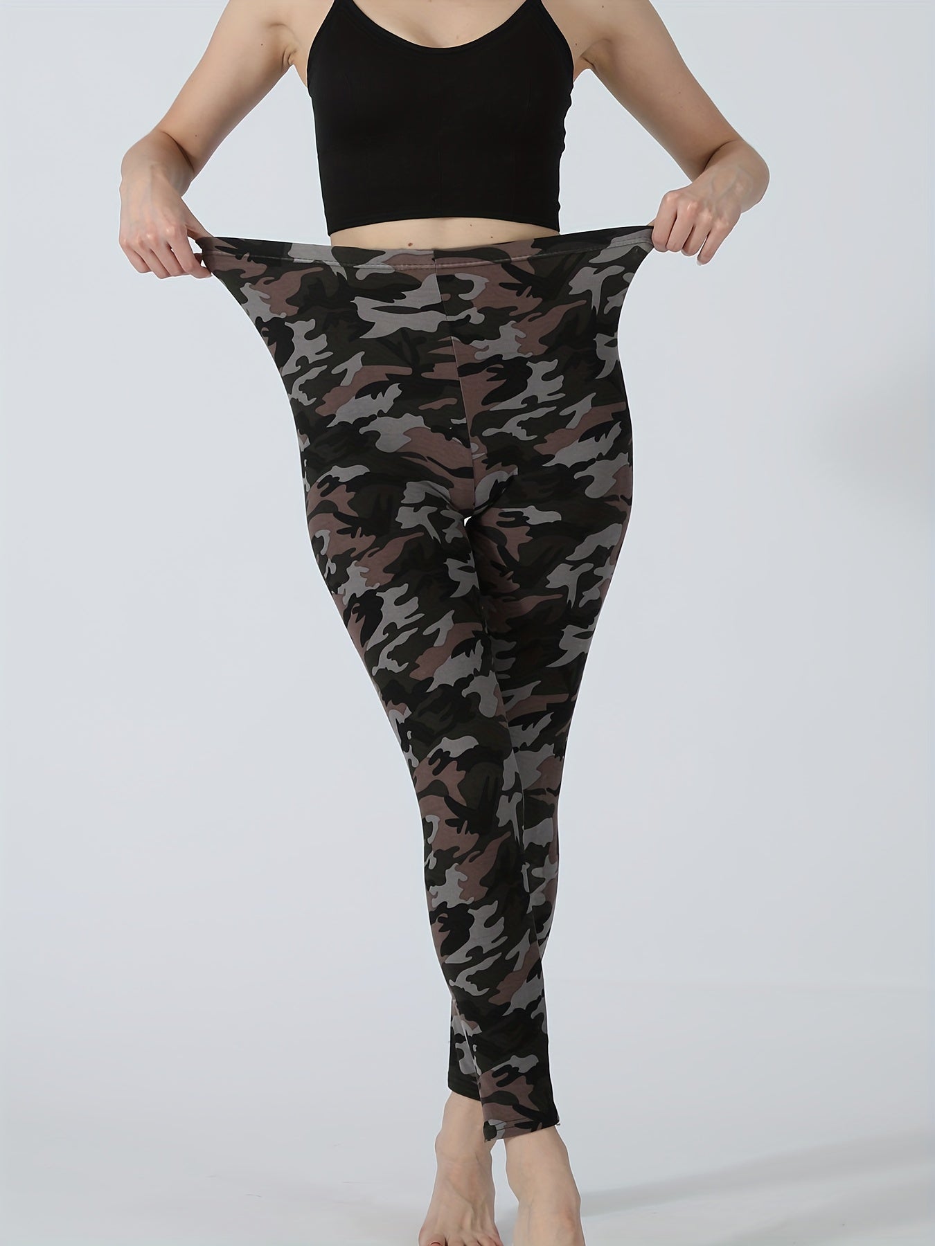 Camo Print Lounge Pants Casual Slim Elastic Waistband Pants