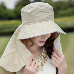Flower Print Sun Hat Wide Neck Guard UV Protection Visor Hat