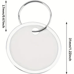 50pcs Metal Rim Key Tags 3.1 Cm Paper Labels Round Plastic Key Chain Tags