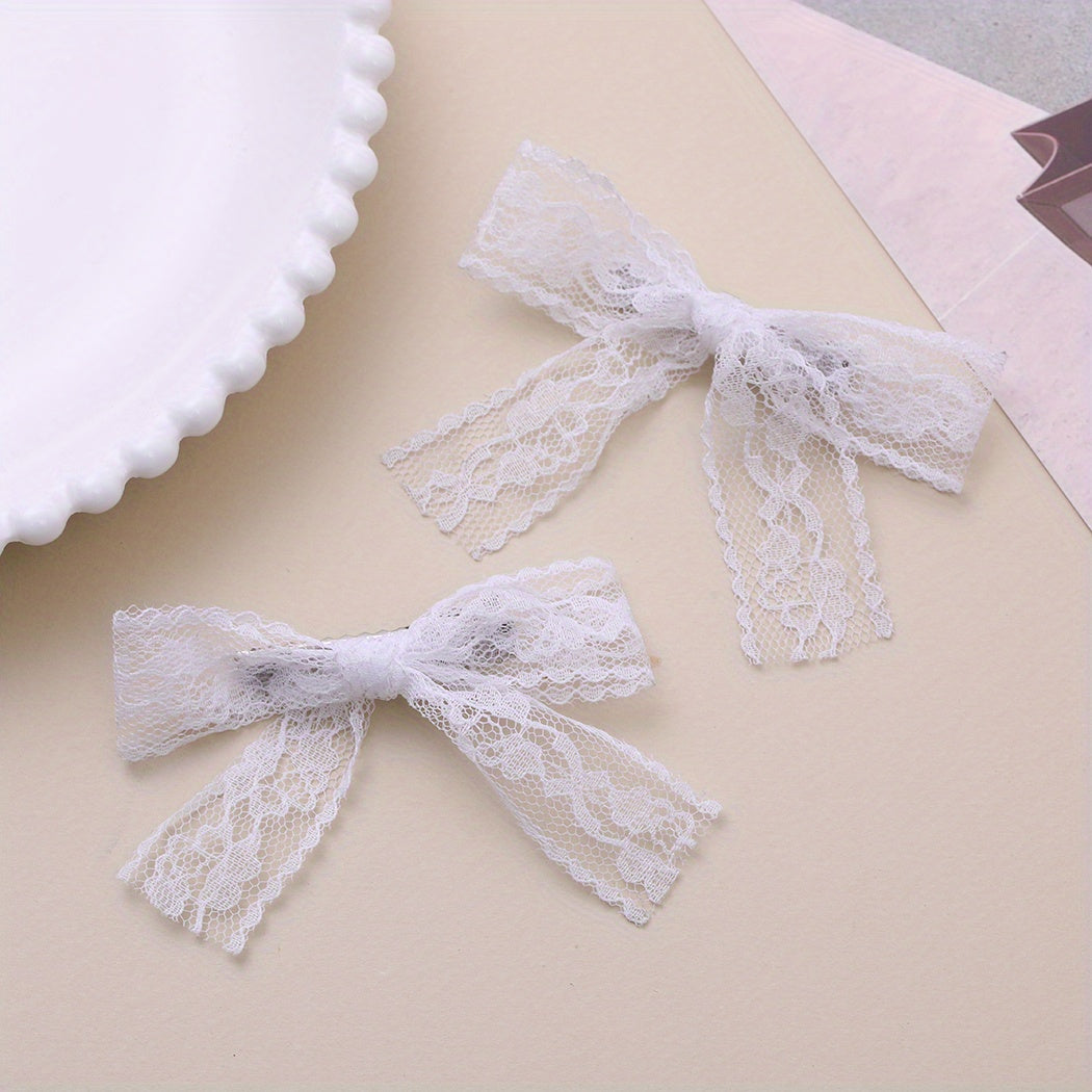 2pcs Lace Bowknot Hair Clips Women Girls Daily Decoration Accessories