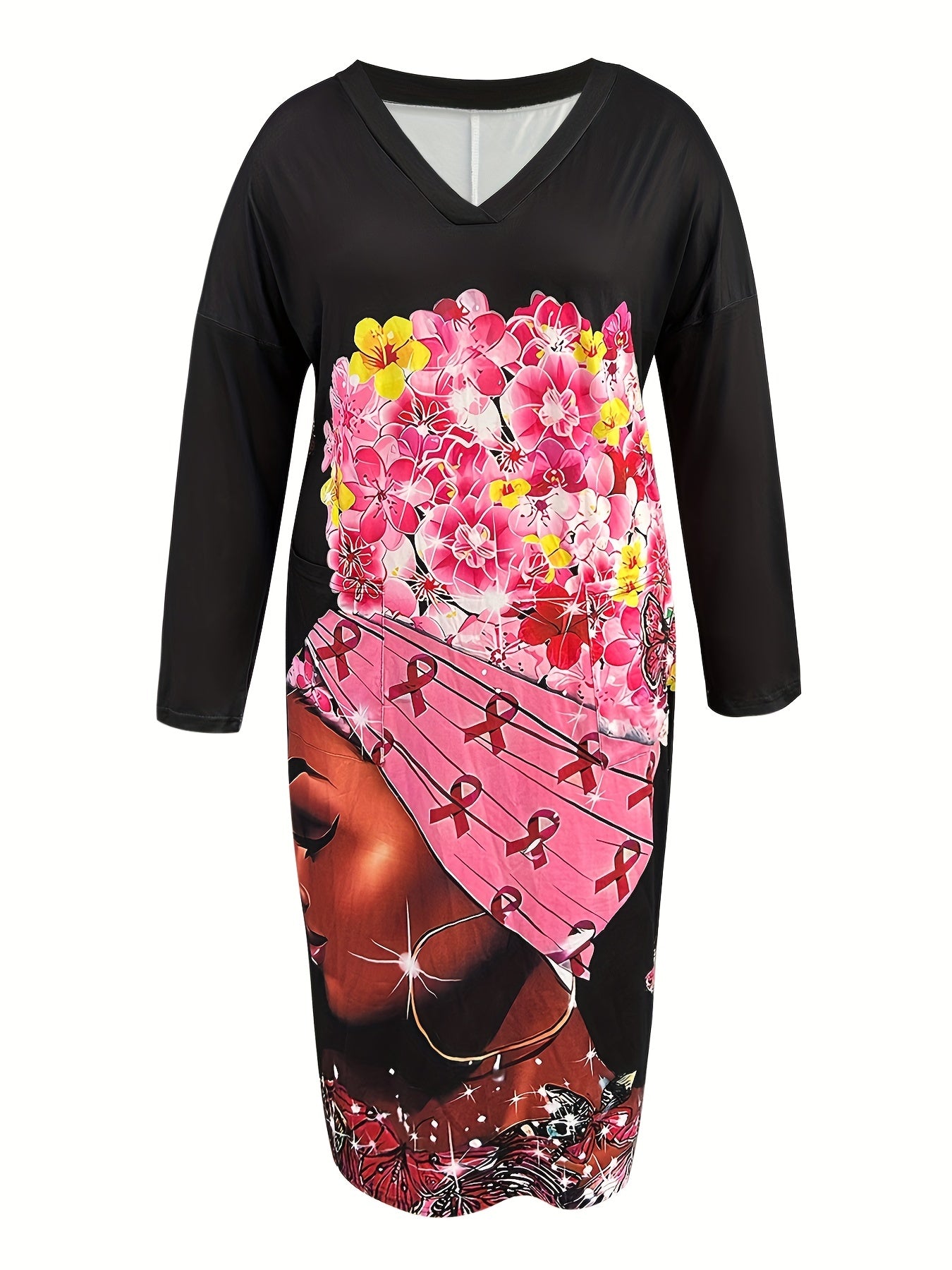  Casual Dress Women's Plus Cartoon Print Maxi Dress