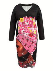  Casual Dress Women's Plus Cartoon Print Maxi Dress