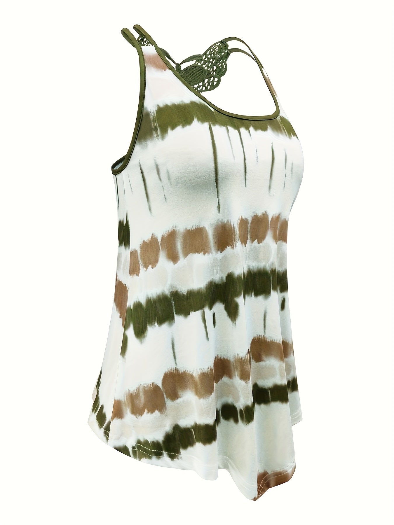 Women's Plus Tie Dye Striped Tank Top & Ruched Pants Outfits Set