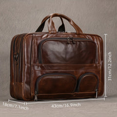 Vintage Leather Briefcase Large Capacity Business Bag Brown
