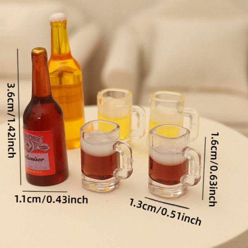 Dollhouse Food Play Beer Cup Wine Bottle Tray Model DIY