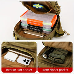 Large Capacity Fishing Backpack Water Resistant Tackle Box Storage Bag