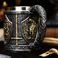 Medieval Warrior Stainless Steel Mug Castle Armor Insulated Coffee Cup