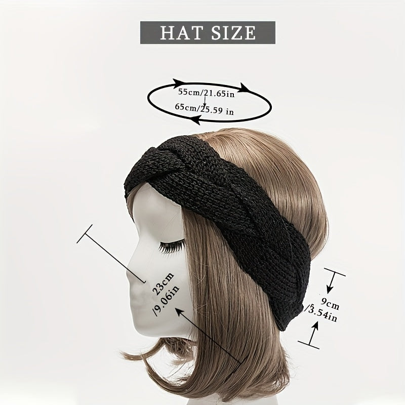 Braided Knit Headband Windproof Ear Protection Hair Band Soft Elastic Headband