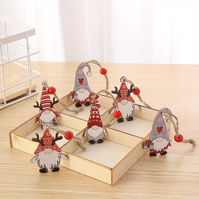 12pcs Wooden Christmas Ornaments Faceless Old Man Pendant Box