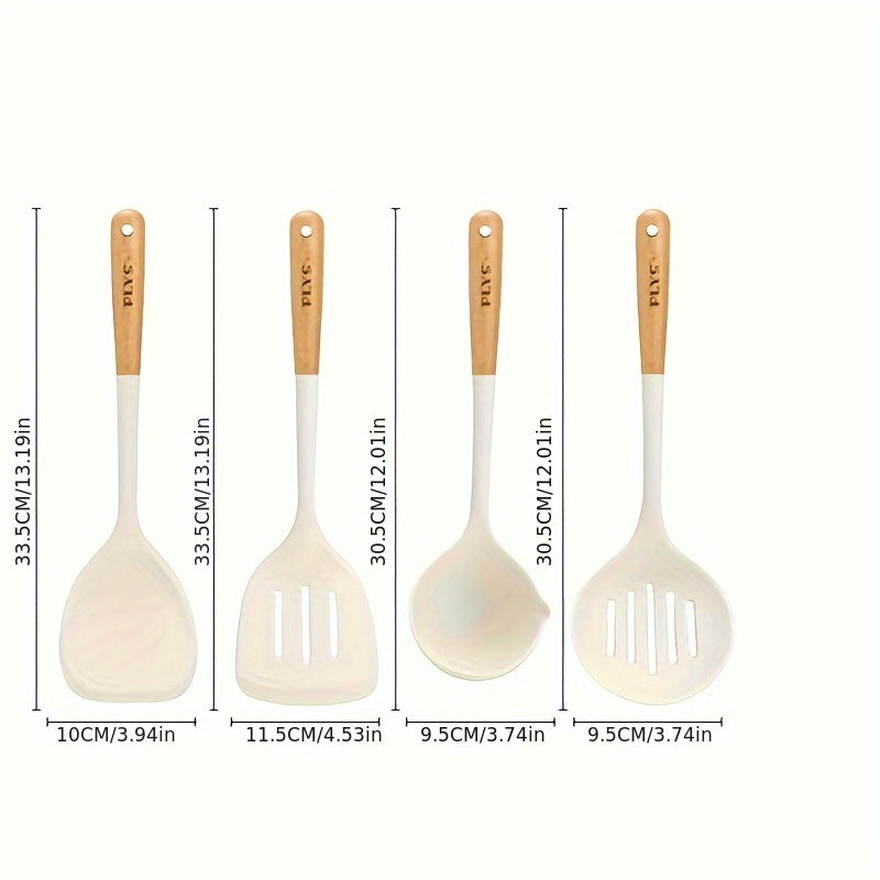4pcs Portable Cooking Utensils Set Durable Frying Spatula Rice Soup Spoon