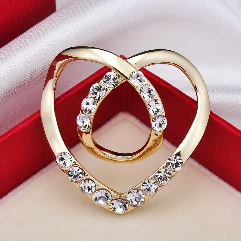 2pcs Heart Shape Scarf Buckle Rhinestone Clothing Ring