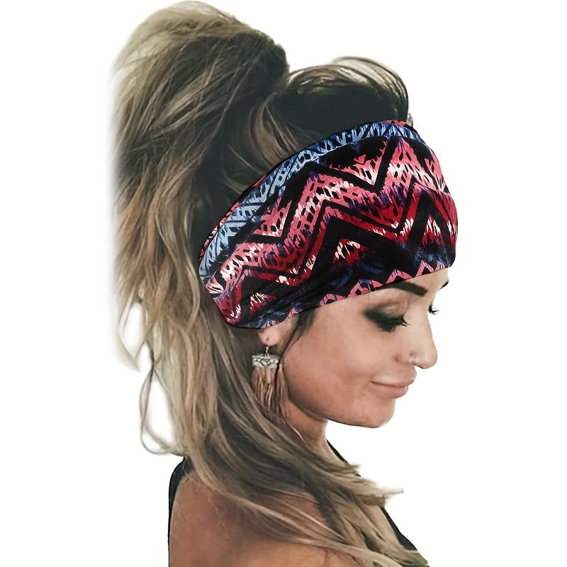 Boho Style Elastic Sports Headband Wide Brim Yoga Headband