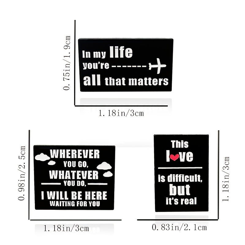Rectangular Brooch with Unique Words