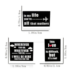 Rectangular Brooch with Unique Words