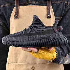 Men's Breathable Lace Up Knitted Sneakers Casual Outdoor Walking Shoes