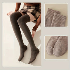 2 Pairs Women's Thicken Knee Socks Plus Cashmere Warm Stockings