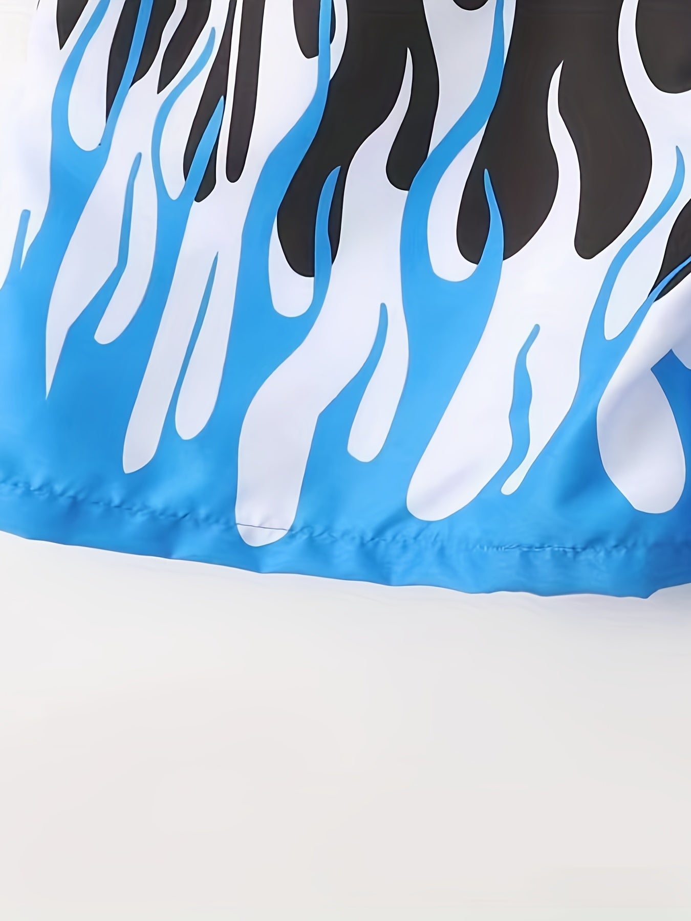 Boy's Fire Pattern Swim Trunks Elastic Waist Beach Shorts